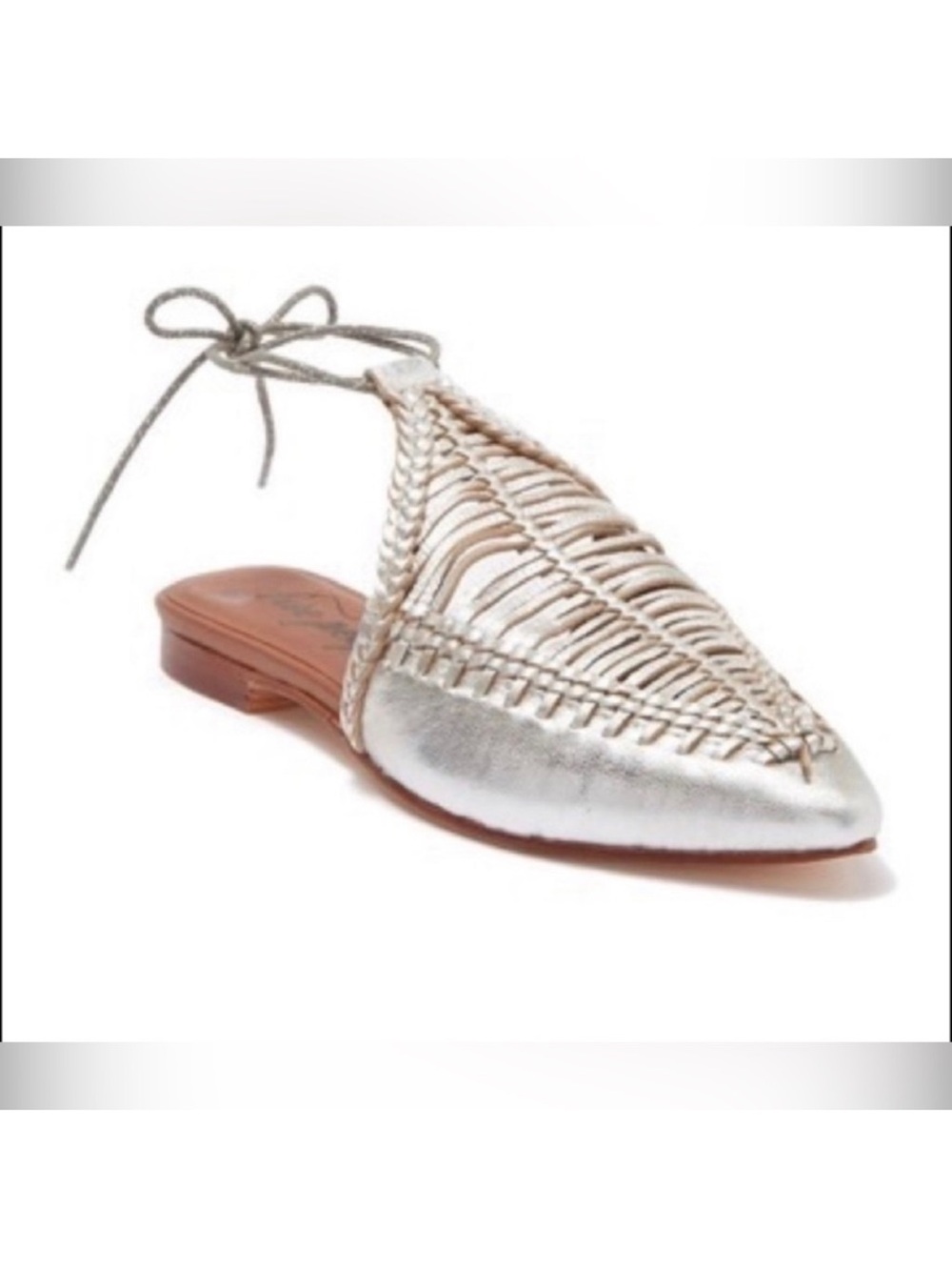 Free People Silver Braided Lace-Up Pointed Mule